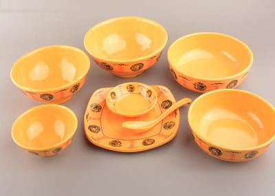 China Professional Melamine Serving Bowl Dish Spoon Set Dragon And Phoenix Yellow Style for sale