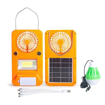 China 2400mah Solar Fan Integrated Solar Energy System With Bulbs Home Lighting Power Station for sale