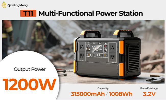 Portable solar generator front view showing display and controls
