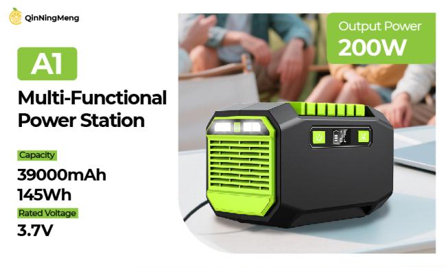 Outdoor Portable 200W Power Station showing front panel with display and ports