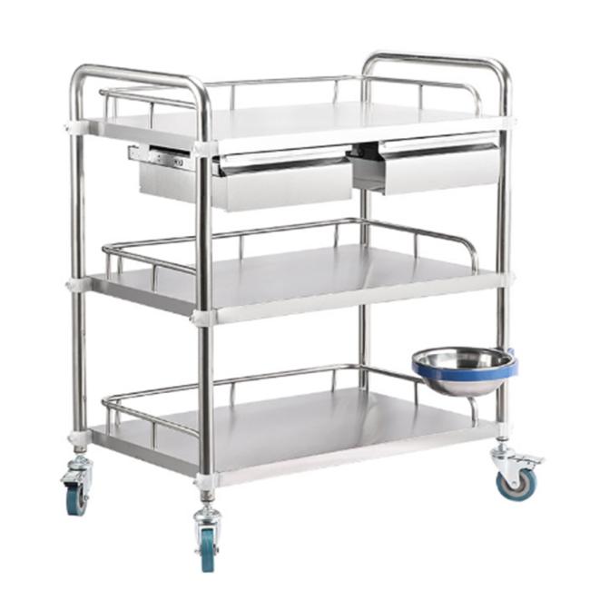 Medical Hospital Dressing Stainless Steel Trolley Surgical Trolley with Drawers