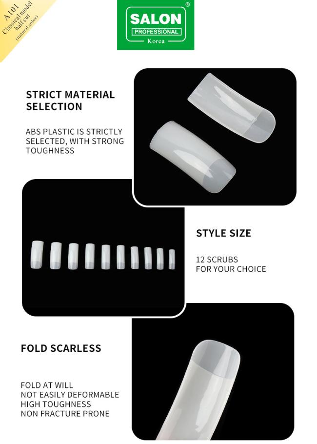 False Nail Tips Kit Natural Clear Fake Nails Artificial Nail Tips New ABS Plastic False Fingernails Design