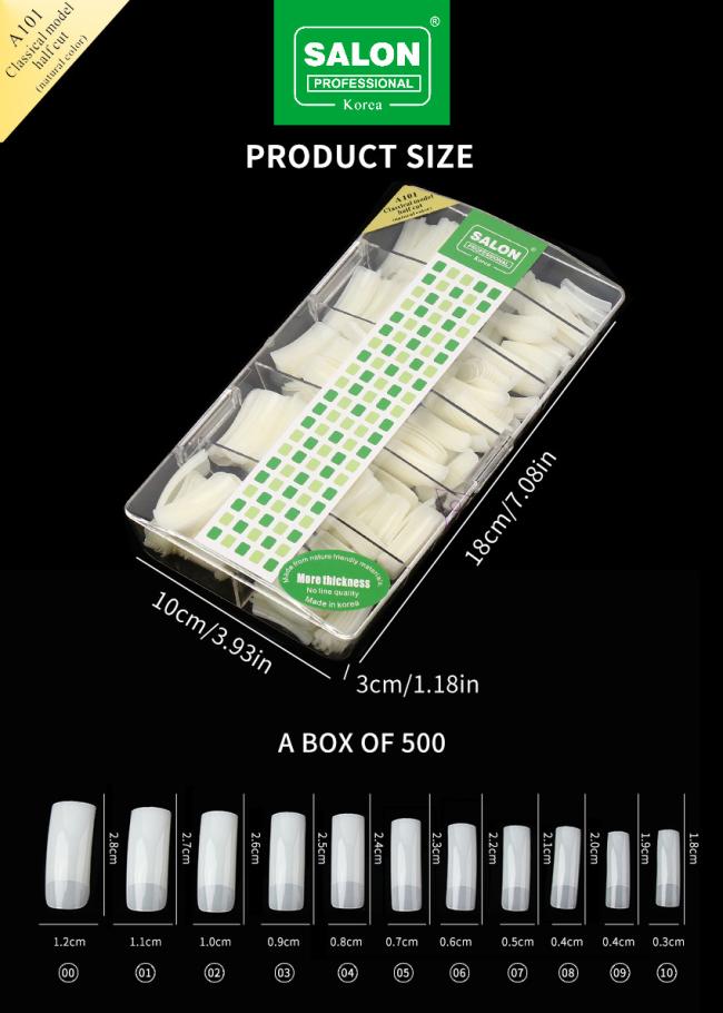 False Nail Tips Kit Natural Clear Fake Nails Artificial Nail Tips New ABS Plastic False Fingernails Design