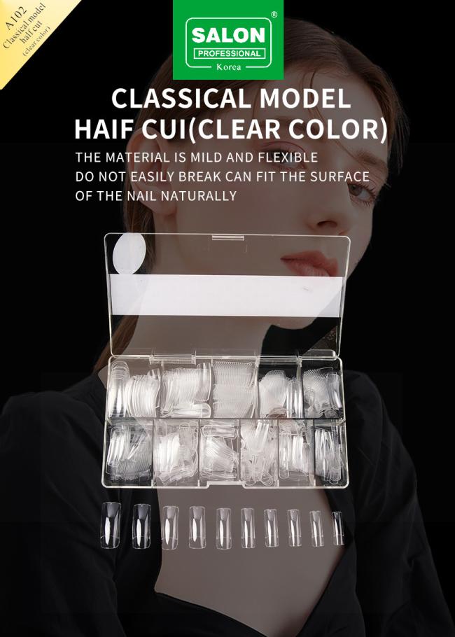 False Nail Tips Kit Natural Clear Fake Nails Artificial Nail Tips New ABS Plastic False Fingernails Design