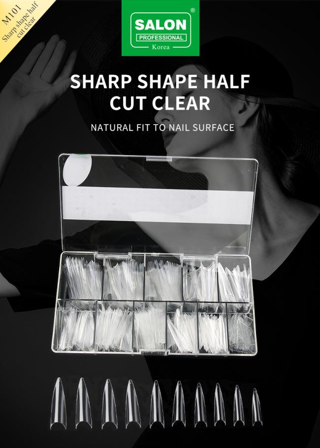 Nail Kit Medium Eagle Mouth Shape Natural Fake Nail Tips Full Cover Acrylic False Nails Artificial Nail Tips