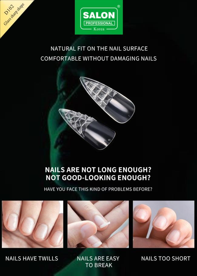 Nail Tips Set Clear Full Cover Fake Nails 500PCS/Box Acrylic Artificial Fingernails Sharp Shape False Nail Tips