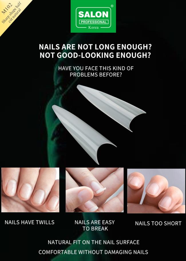 Professional Nail Full Cover Clear ABS Eagle Mouth Clear in 12 Sizes for DIY Manicures & Salon Use