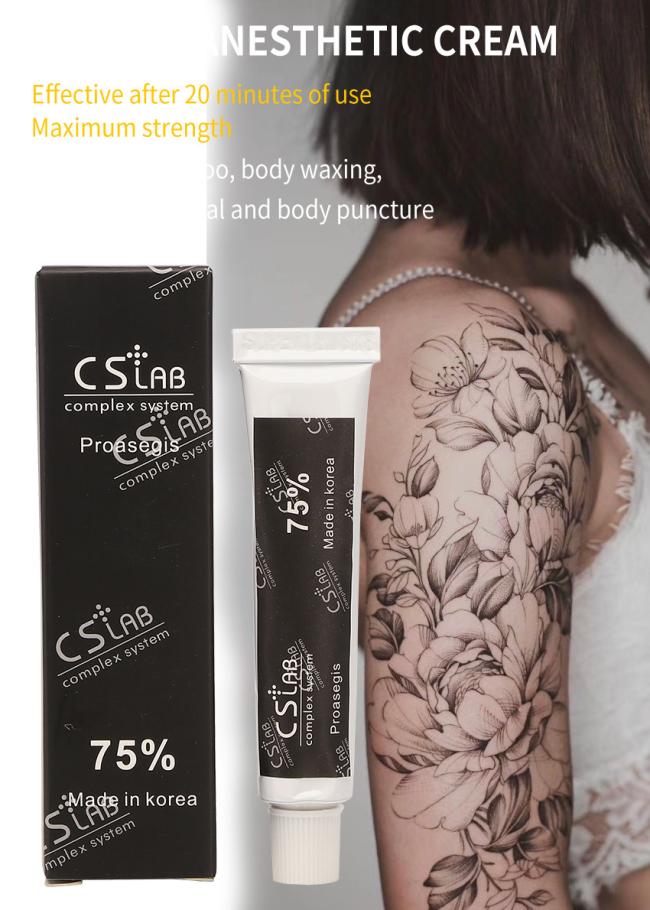 Cslab 75% Lido-Caine Cream Tattoo Skin Numb Cream for Semi-Permanent Makeup Painless Lip Tattoo Fast Acting Tattoo Numbing Cream