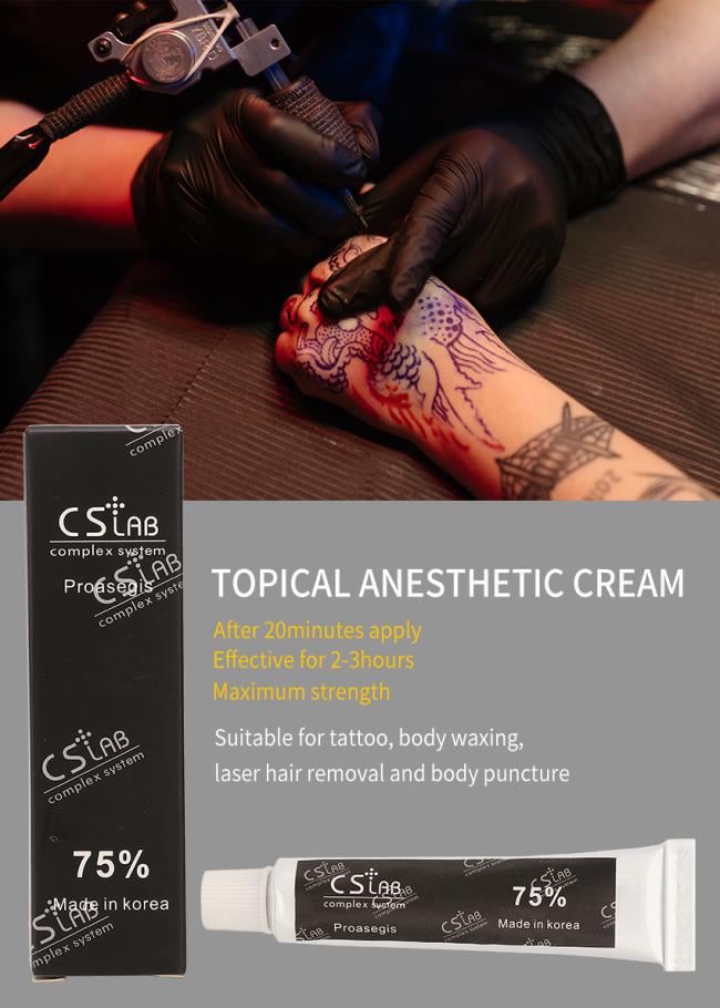 Cslab 75% Lido-Caine Cream Tattoo Skin Numb Cream for Semi-Permanent Makeup Painless Lip Tattoo Fast Acting Tattoo Numbing Cream