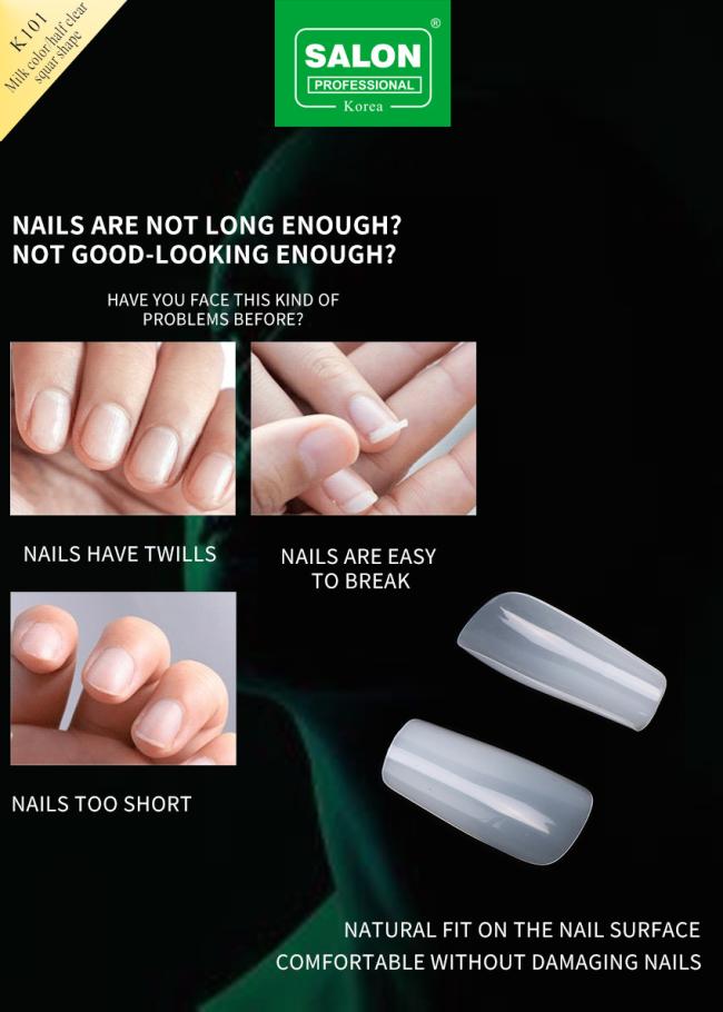 Wholesale False Nails Long Sharp Shape Half Cover Natural French Acrylic Fake Nails Salon Use