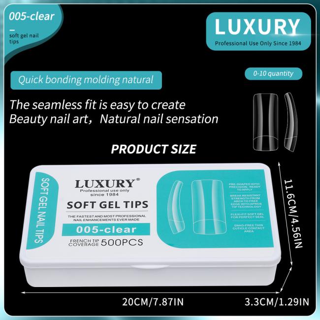 11 Sizes Clear Matte Square Full Cover False Nail Tips Pre-Shaped & Ultra Thin No Trace Gel Acrylic Fake Nails
