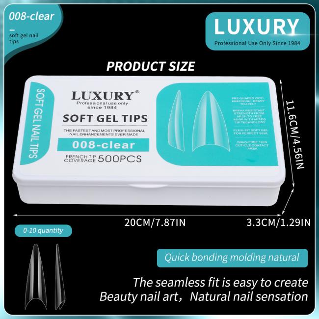 11 Sizes Clear Matte Square Full Cover False Nail Tips Pre-Shaped & Ultra Thin No Trace Gel Acrylic Fake Nails