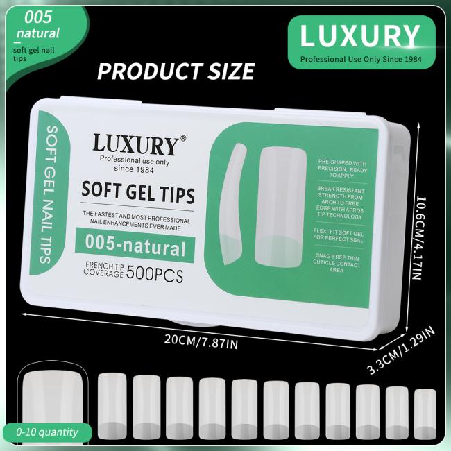 500PCS Fake Nail Tips Clear Matte Square Shape Full Cover Pre-Shaped 11 Sizes Gel Fake Nails for Extensions DIY Nail Salon