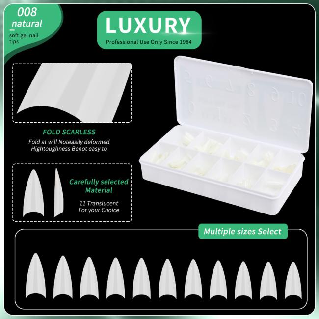 Nail Salon Supplies Sharp Shape Quick Extension Gel Nail Natural Half Cover Acrylic False Nails for Manicure DIY Design