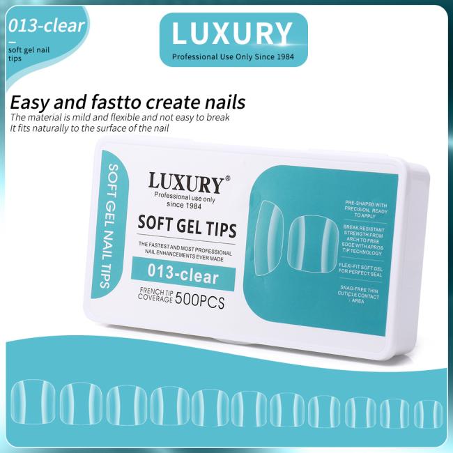 500PCS/Box Square Shape False Nail Tips Half Cover Acrylic False Nails Artificial Nail Tips for Nail Extension