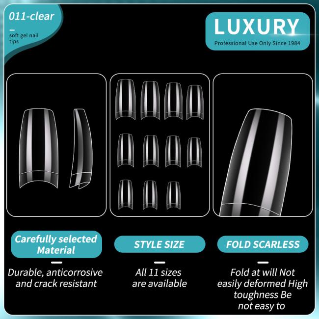 500PCS Clear False Nail Tips Set Half Cover Square Ballet False Nails Nail Extensions in Storage Box