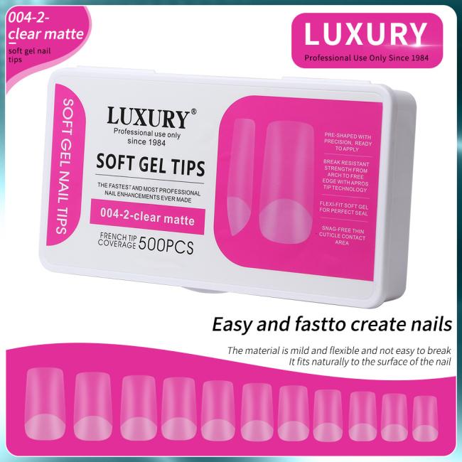 500PCS Clear False Nail Tips Set Half Cover Square Ballet False Nails Nail Extensions in Storage Box