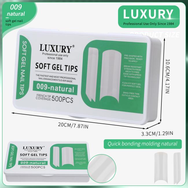 500PCS Clear False Nail Tips Set Half Cover Square Ballet False Nails Nail Extensions in Storage Box