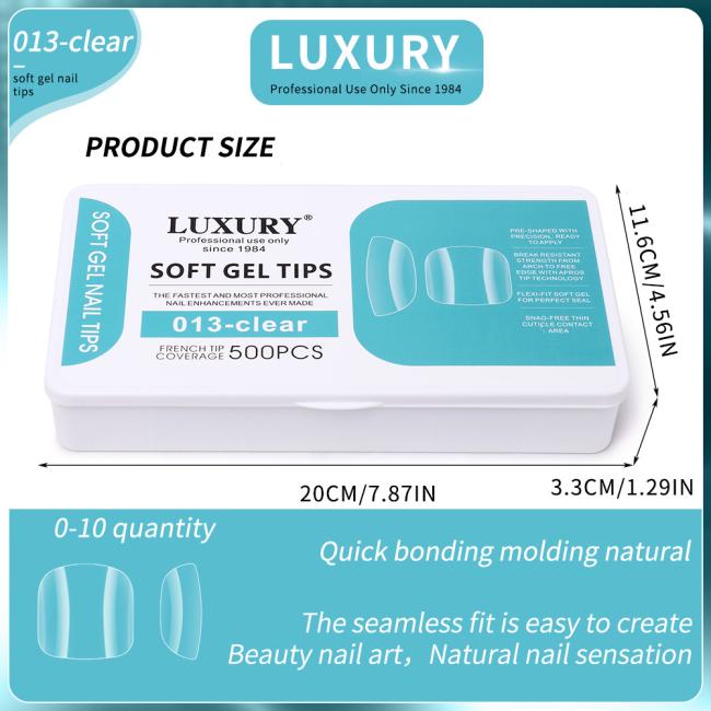 500PCS Clear False Nail Tips Set Half Cover Square Ballet False Nails Nail Extensions in Storage Box