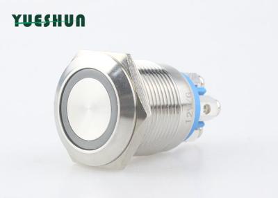 China Yellow Orange Ring LED Metal Push Button Switch 304 / 316 Stainless Steel Shell for sale