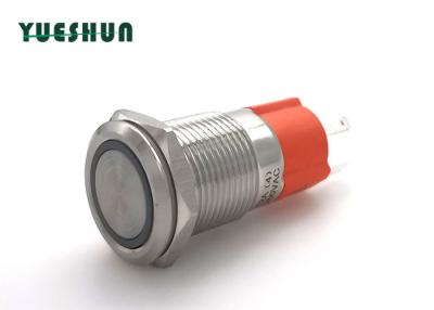 China 16mm 10A High Current Pushbutton Switches 1NO Ring LED Symbol Chrome Plated Brass for sale
