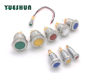 China Red Blue LED Anti Vandal Push Button Switch 12mm 16mm Metal LED Indicator Light Manufacturer for sale