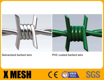 China Green PVC Coated Barb Wire 1.5cm Barb Length Standard Twist Type 1200MPa Tensile for sale