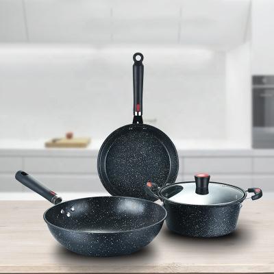 China Kitchen Cooking Frying Cast Iron Cookware Set 3PCS Non Stick for sale