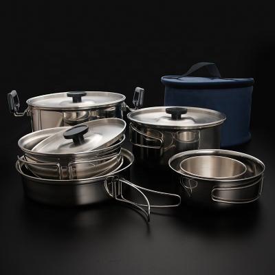China Stainless Steel Outdoor Cookware Set Multifunctional Multiple People Using for sale