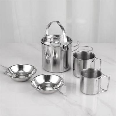 China Stainless Steel Outdoor Camping Pot Set Backpacking Cookout Picnic Cookware for sale