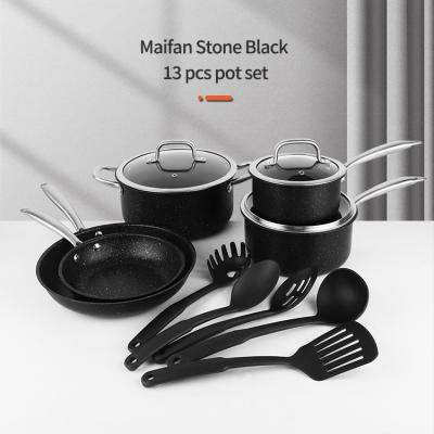 China New Arrival Kitchen Stainless Steel 13 Pieces Nonstick Cookware Set Triple-layer Steel Cooking Pot Set for sale
