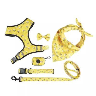 China Personalized Pet Harness Set Yellow Color Bowknot Decoration for sale