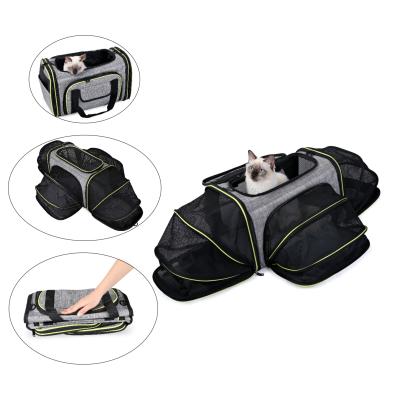 China Expandable Soft Sided Pet Travel Carrier Bag Foldable Breathable Large Space ODM for sale