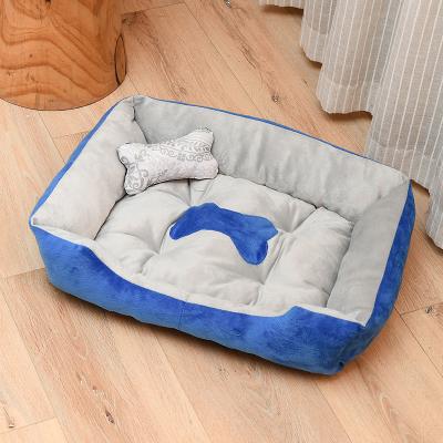 China Autumn Winter Plush Dog Kennel Polyester Warm Washable Pet Bed for sale