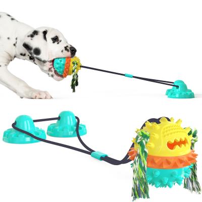 China Natural Rubber Dog Chew Toy TPR Indestructible Suction Dog Tug Of War Toy for sale