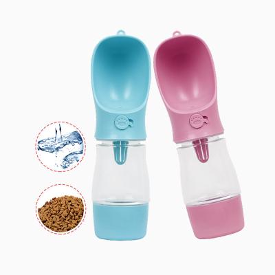 China 2 In 1 Pet Water Bottle Dispenser Dog Luxury Outdoor Portable One Button Control for sale