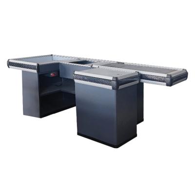 China Customizable Stainless Steel Checkout Counter With Customer Conveyer Belt for sale