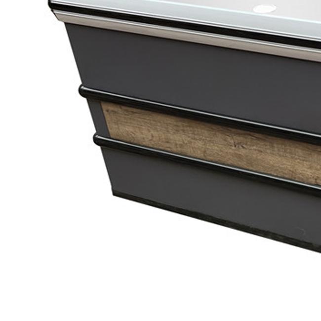 Supermarket checkout counter side view showing steel construction