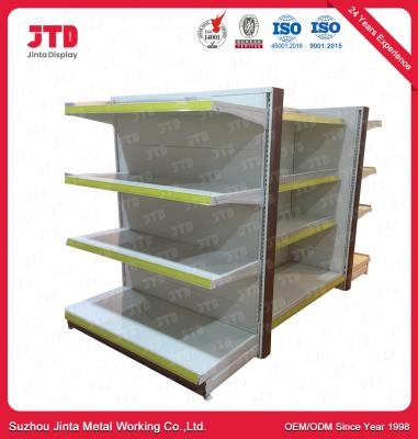 China 4 Tiers Supermarket Display Shelving 1500mm Tall White Standing Shelf for sale