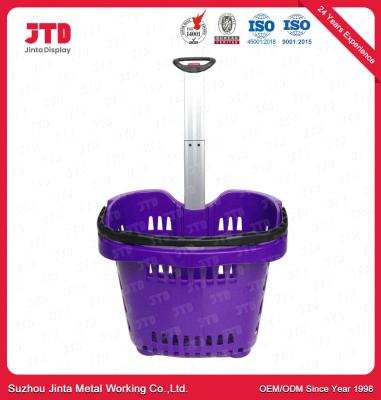 China 55L Plastic Shopping Basket With Handles OEM Unfolding for sale