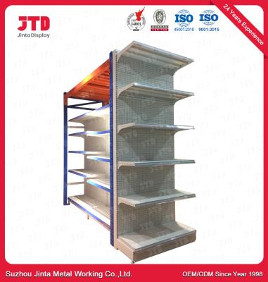 China 2400mm Heavy Duty Metal Rack Steel Q195 Hypermarket Shelf for sale