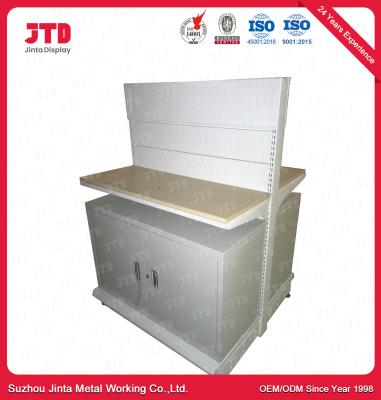 中国 ISO9001木および金属3層の棚ODM 1200mmの白い小売りの棚 販売のため