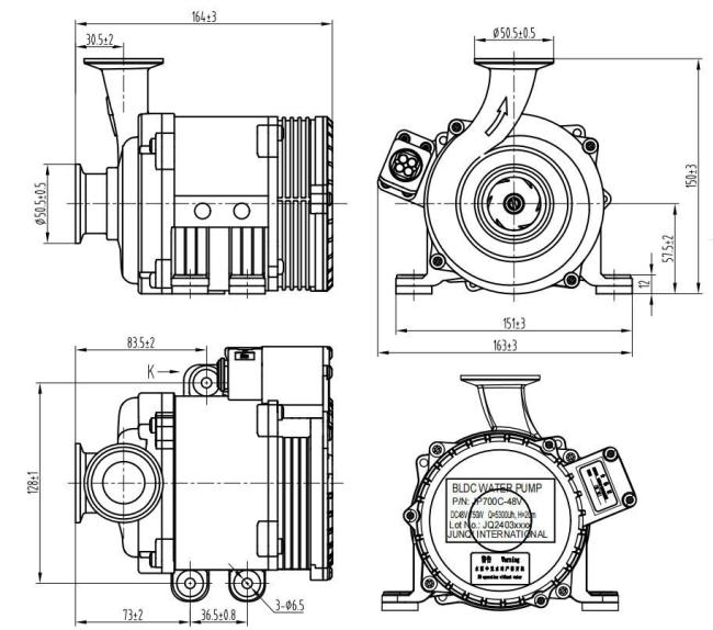 48V 5300L/h 20m lift Stainless BLDC Water Pump JP700C-48V For Immersed Cooling of Data Center 0