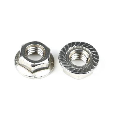 China Customizable and Durable DIN6923 Stainless Steel Serrated Hex Flange Self Locking Nut for sale