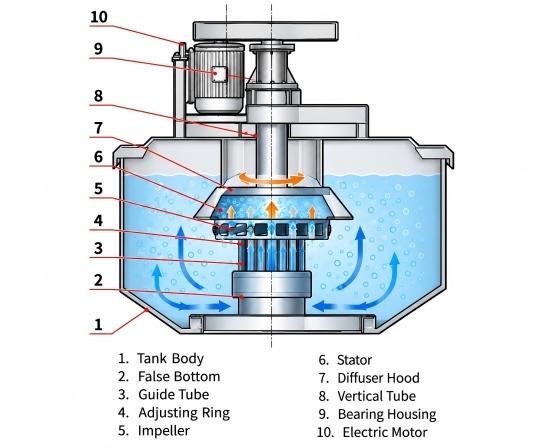 JJF II Self-Aspirating Flotation Machine with 1-28 m³ Cell Volume or Mineral Processing 1