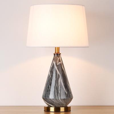 China Study Bedside Fabric Shade White Ceramic Table Lamp Base D35*H63CM E27 85lm/W for sale