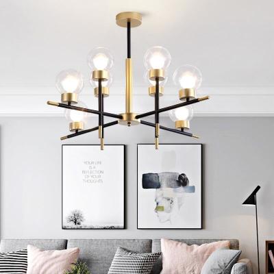 China Nordic Glass Ball Pendant Light E27 Wrought Iron Branch Decorative Chandelier Lights ODM for sale