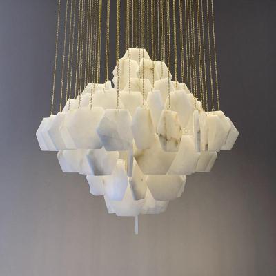 China Hexagonal Shape Marble Ceiling Light White Pendant Light 3000K for sale