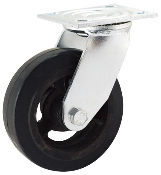 6" Roller Bearing Top Plate Stem Heavy Loading Trolley Industrial Swivel Cast Iron Black Rubber Castor Wheels