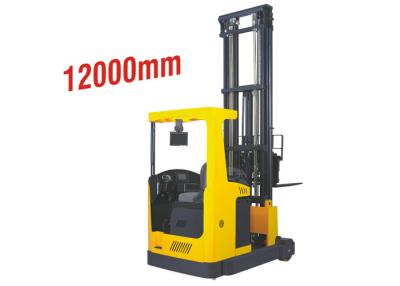 China Electric Mast Narrow Aisle Truck 12000mm Lifting Height Reach Type Yellow Color for sale